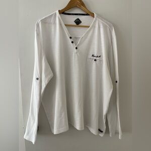 Blanc Du Nil France 100% Cotton Henley Shirt Roll Tab Sleeves Size 3X